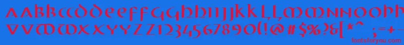 フォントElectrunciale – 赤い文字の青い背景