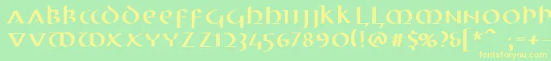 Electrunciale Font – Yellow Fonts on Green Background