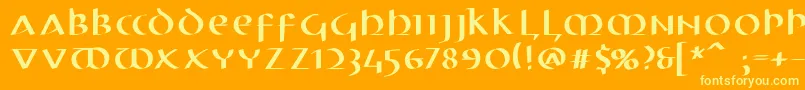 Electrunciale Font – Yellow Fonts on Orange Background