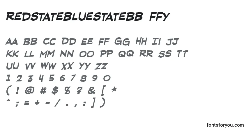 Schriftart Redstatebluestatebb ffy – Alphabet, Zahlen, spezielle Symbole