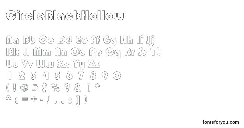 Czcionka CircleBlackHollow – alfabet, cyfry, specjalne znaki