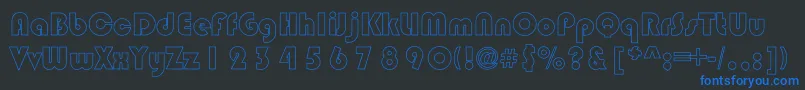 CircleBlackHollow-Schriftart – Blaue Schriften auf schwarzem Hintergrund