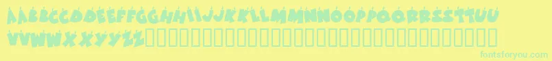 Czcionka KrBirthdayLetters – zielone czcionki na żółtym tle