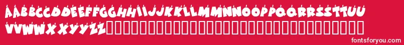 KrBirthdayLetters-Schriftart – Weiße Schriften auf rotem Hintergrund