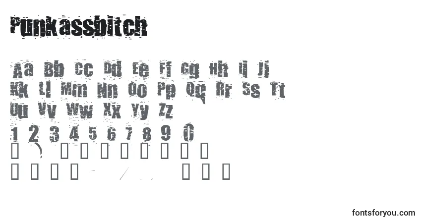 A fonte Punkassbitch – alfabeto, números, caracteres especiais