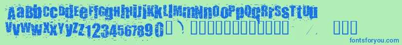 フォントPunkassbitch – 青い文字は緑の背景です。