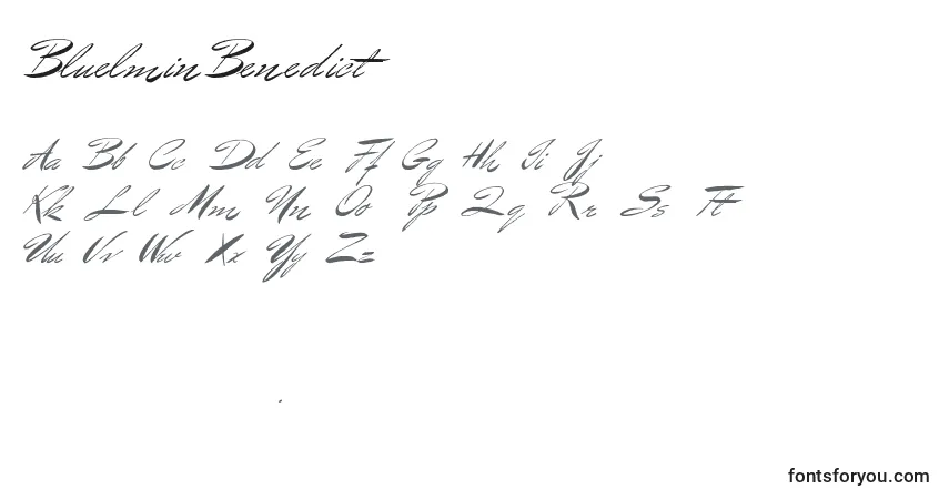 Czcionka BluelminBenedict (75007) – alfabet, cyfry, specjalne znaki