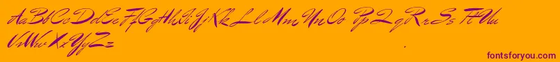 BluelminBenedict-fontti – violetit fontit oranssilla taustalla