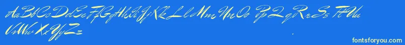 BluelminBenedict-Schriftart – Gelbe Schriften auf blauem Hintergrund