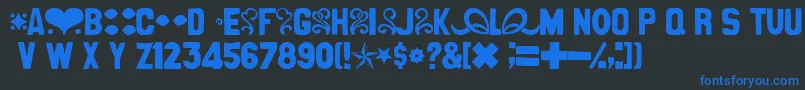 CancanDeBois-Schriftart – Blaue Schriften auf schwarzem Hintergrund