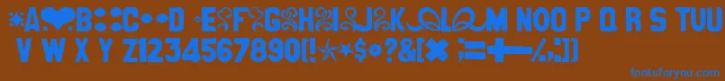 CancanDeBois-Schriftart – Blaue Schriften auf braunem Hintergrund