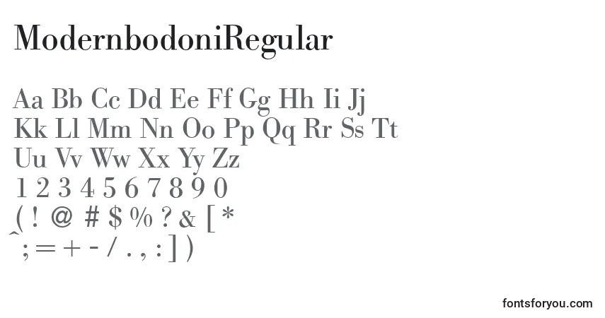 Шрифт ModernbodoniRegular – алфавит, цифры, специальные символы