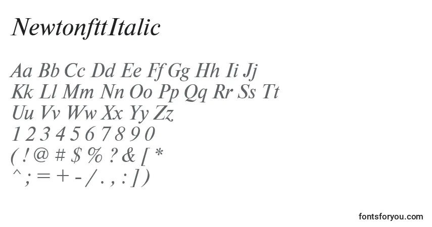Шрифт NewtonfttItalic – алфавит, цифры, специальные символы
