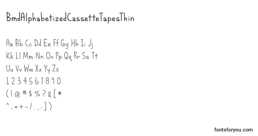 Schriftart BmdAlphabetizedCassetteTapesThin – Alphabet, Zahlen, spezielle Symbole