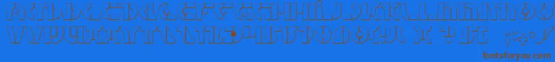 Quest2s-Schriftart – Braune Schriften auf blauem Hintergrund