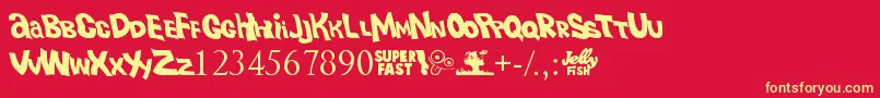PlasticBeach Font – Yellow Fonts on Red Background