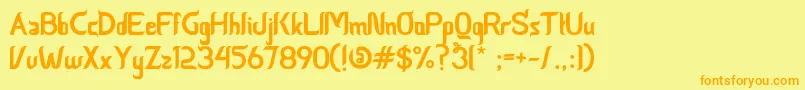 フォントCeriaLebaran – オレンジの文字が黄色の背景にあります。