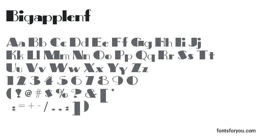 Schriftart Bigapplenf (75018) – Alphabet, Zahlen, spezielle Symbole