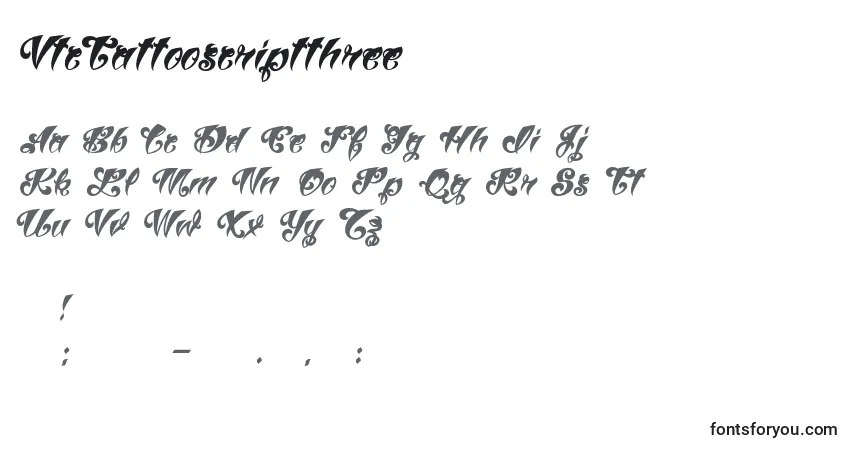 Schriftart VtcTattooscriptthree (75020) – Alphabet, Zahlen, spezielle Symbole