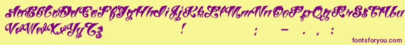 VtcTattooscriptthree Font – Purple Fonts on Yellow Background