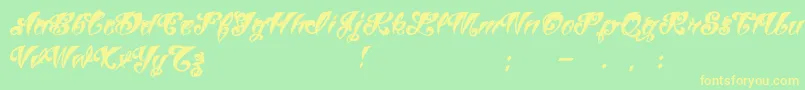 VtcTattooscriptthree Font – Yellow Fonts on Green Background