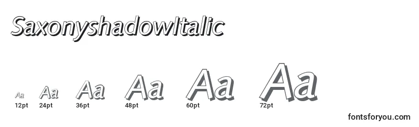 Размеры шрифта SaxonyshadowItalic