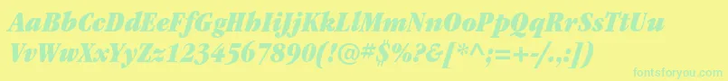 Fonte ItcgaramondstdUltcondita – fontes verdes em um fundo amarelo