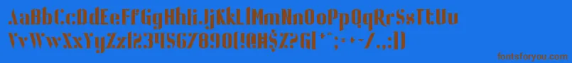 フォントBallBearing – 茶色の文字が青い背景にあります。