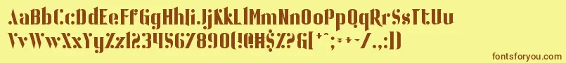 フォントBallBearing – 茶色の文字が黄色の背景にあります。