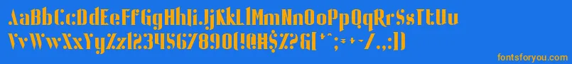 フォントBallBearing – オレンジ色の文字が青い背景にあります。