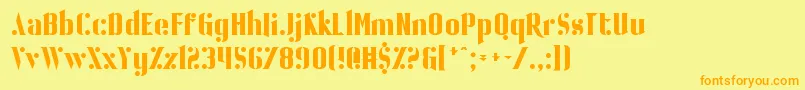 フォントBallBearing – オレンジの文字が黄色の背景にあります。