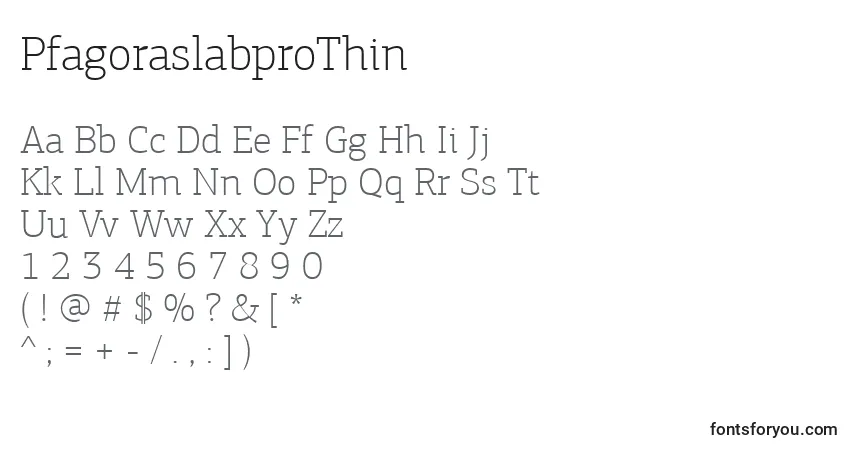 Schriftart PfagoraslabproThin – Alphabet, Zahlen, spezielle Symbole