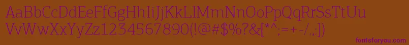 PfagoraslabproThin Font – Purple Fonts on Brown Background