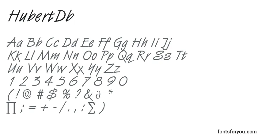 Czcionka HubertDb – alfabet, cyfry, specjalne znaki
