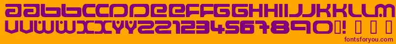 Raveflire2.0-Schriftart – Violette Schriften auf orangefarbenem Hintergrund