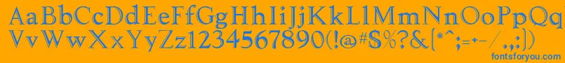 Tooled Font – Blue Fonts on Orange Background