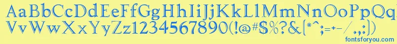 フォントTooled – 青い文字が黄色の背景にあります。