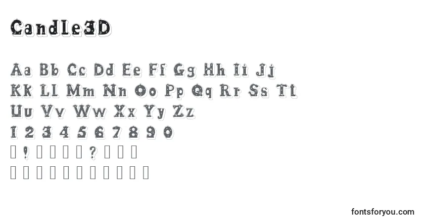 Schriftart Candle3D – Alphabet, Zahlen, spezielle Symbole