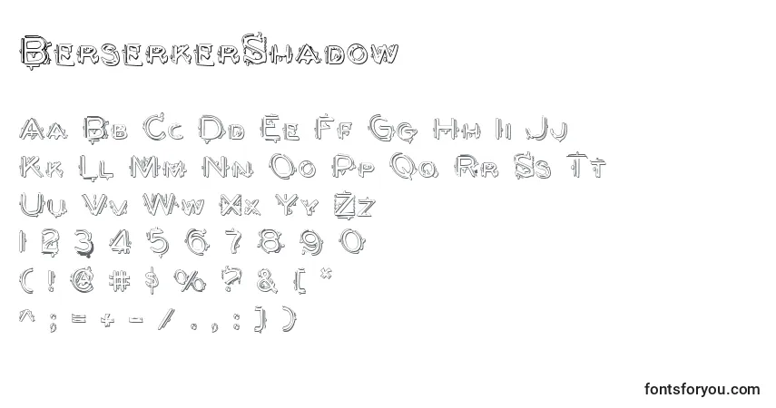 Шрифт BerserkerShadow – алфавит, цифры, специальные символы