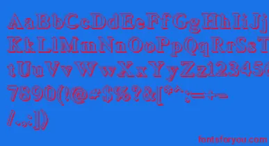 Blockstepped3D font – Red Fonts On Blue Background