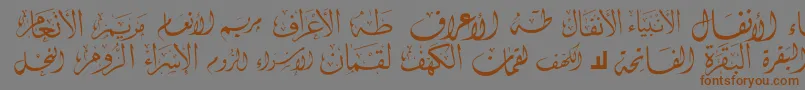 フォントMcsSwerAlQuran1 – 茶色の文字が灰色の背景にあります。