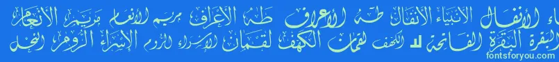 McsSwerAlQuran1 Font – Green Fonts on Blue Background