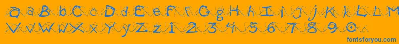 WlentanglementalLight-Schriftart – Blaue Schriften auf orangefarbenem Hintergrund