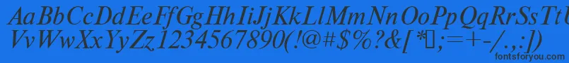 Times.KzItalic Font – Black Fonts on Blue Background