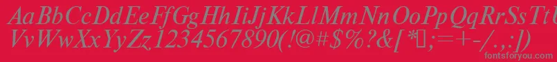 Times.KzItalic Font – Gray Fonts on Red Background