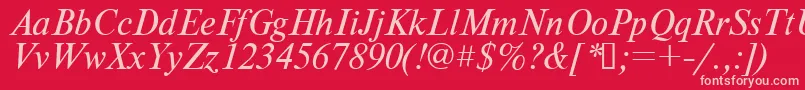 Times.KzItalic Font – Pink Fonts on Red Background