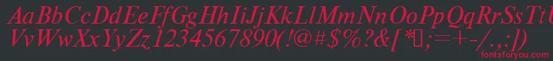 Times.KzItalic Font – Red Fonts on Black Background