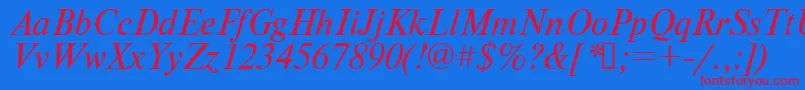Times.KzItalic Font – Red Fonts on Blue Background