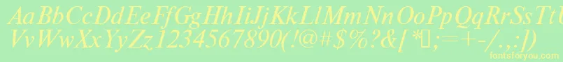 Times.KzItalic Font – Yellow Fonts on Green Background
