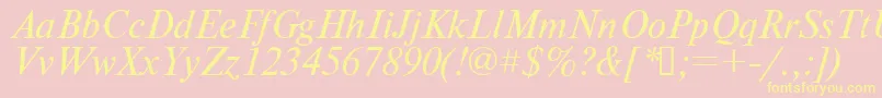 Times.KzItalic-Schriftart – Gelbe Schriften auf rosa Hintergrund